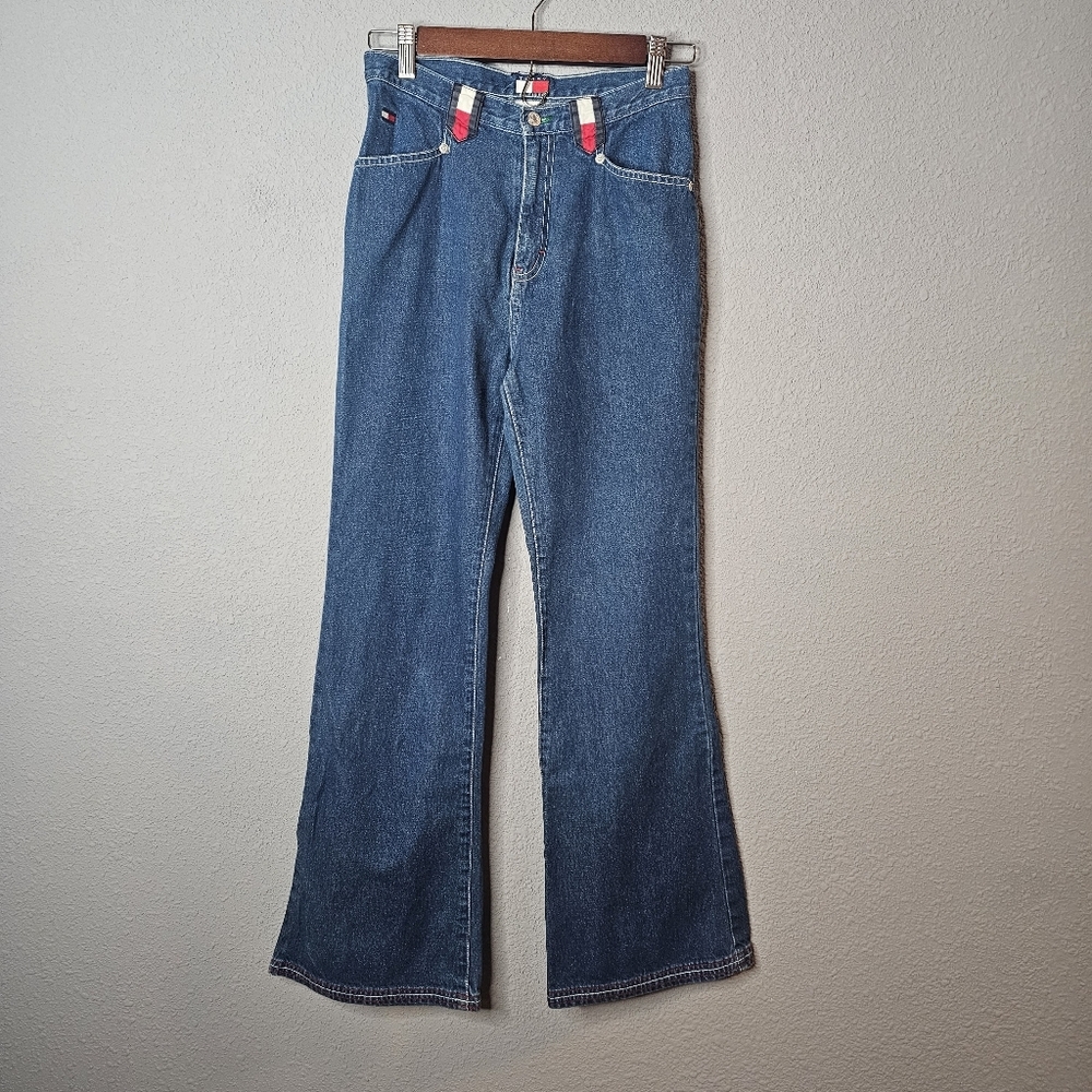 Vtg‎ Tommy Hilfiger Womens 14 Bootcut Dark Blue Jeans Vintage Y2K